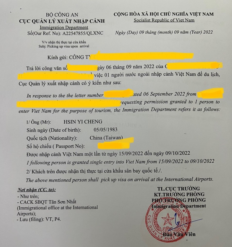 CVNC LẤY VISA DU LỊCH (QT KHÓ)